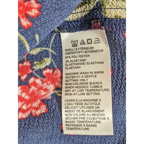 Lord & Taylor Woman Ladies Plus Size 3X Blouse Top Semi Sheer Blue Floral V Neck - Picture 6 of 7